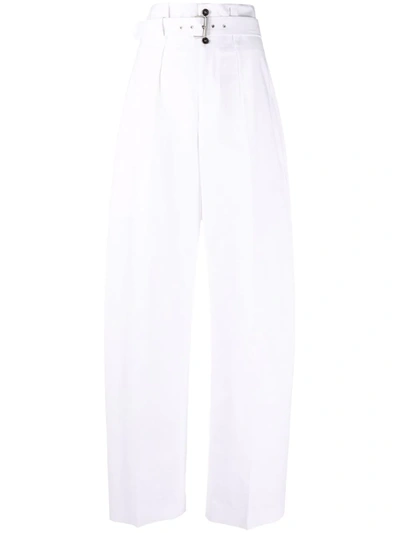 Shop Philosophy Di Lorenzo Serafini Wide-leg High-waisted Trousers In Weiss