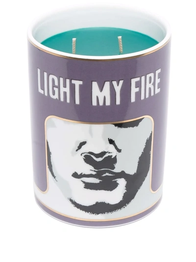 Shop Ginori 1735 Light My Fire Slogan Candle In Violett