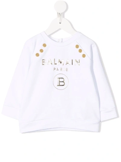 Balmain Logo-print Sweatshirt In White