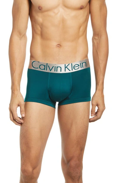 Shop Calvin Klein 3-pack Low Rise Trunks In Green/ivory/grey
