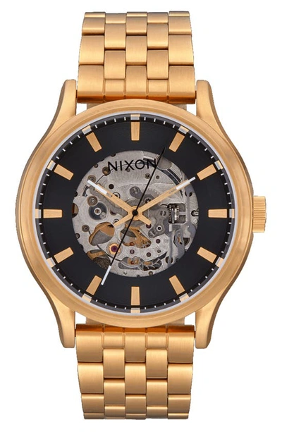 Shop Nixon Spectra Automatic Bracelet Watch, 40mm In Black / Gold