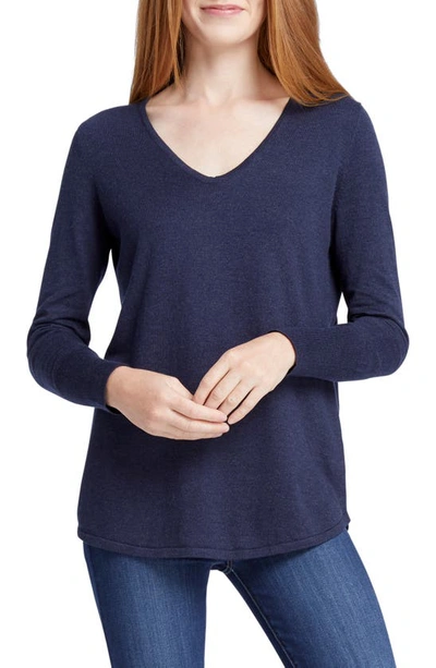 Shop Nic + Zoe Nic+zoe Vital V-neck Sweater In Dark Indigo