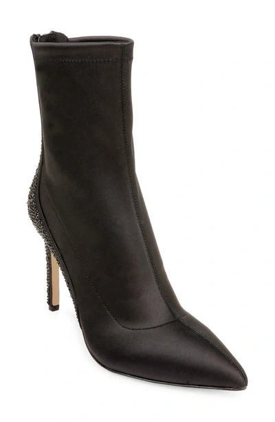 Shop Jewel Badgley Mischka Joss Bootie In Black Satin