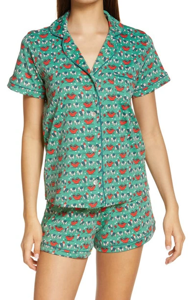 Shop Roller Rabbit Holly Jolly Short Pajamas In Green