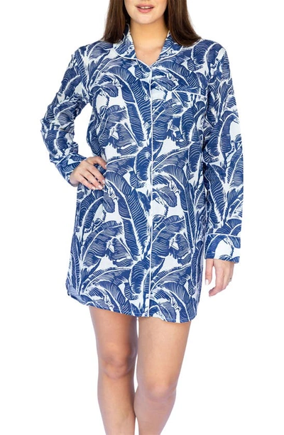 Shop Sant And Abel Martinique® Banana Leaf Sleep Shirt In Navy