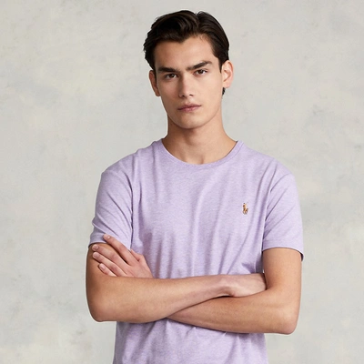 Shop Ralph Lauren Custom Slim Fit Soft Cotton T-shirt In Pastel Purple Heather