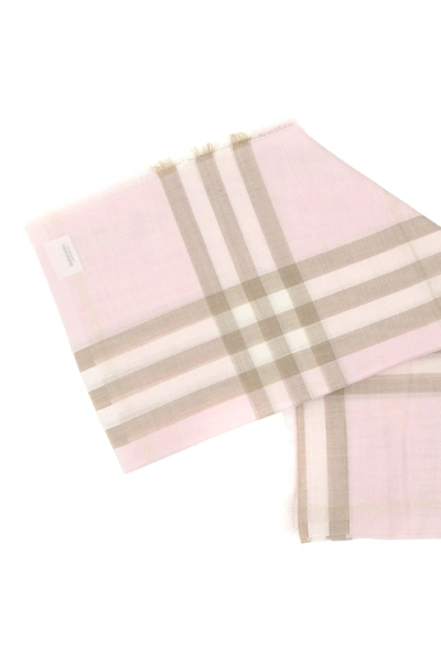 Burberry Check Pattern Wool Silk Blend Scarf In Mixed Colours
