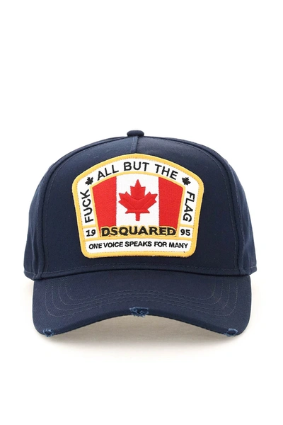 Shop Dsquared2 Canadian Flag Baseball Cap In Blue