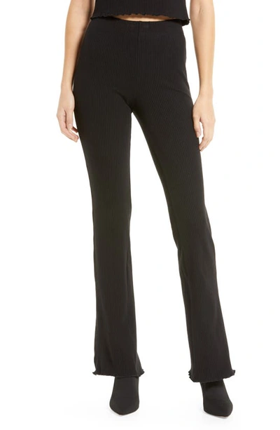 Shop Good American Ribbed Slim Flare Pants In Black001