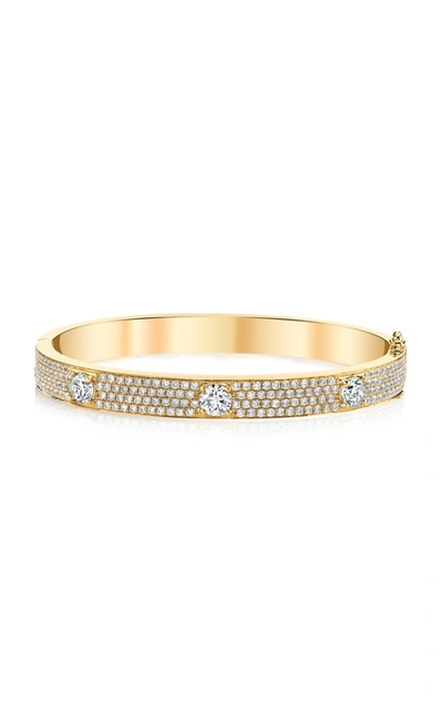 Shop Anita Ko Women's 18k Gold Pave Oval Bracelet With Three Round Diamonds In Multi