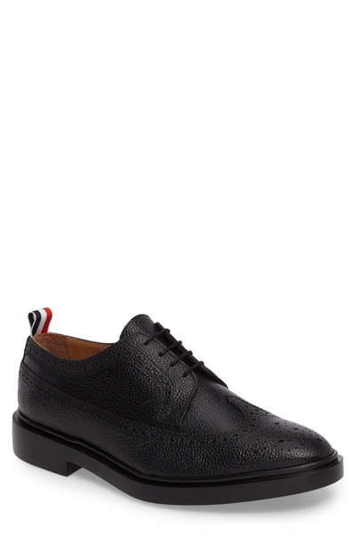 Shop Thom Browne Longwing Derby In Black Leather