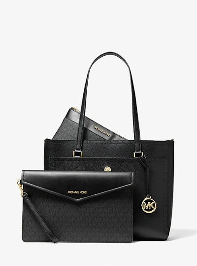 Michael Kors Maisie Large Pebbled Leather 3-in-1 Tote Bag In Black