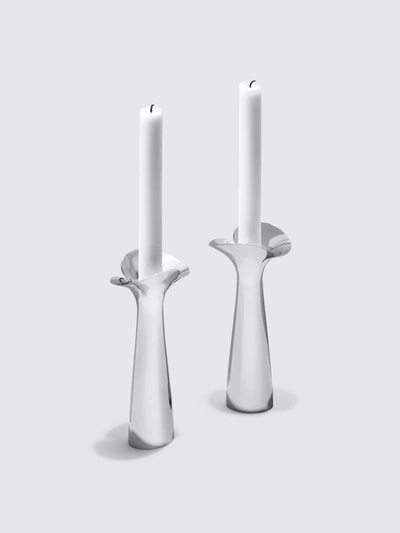 Shop Georg Jensen Bloom Botanica Candleholder, Set Of 2 In Stainless Steel
