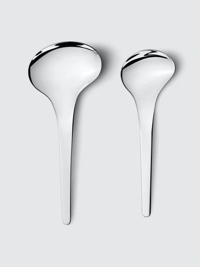 Shop Georg Jensen Bloom Serving Spoons, Set Of 2 In Stainless Steel