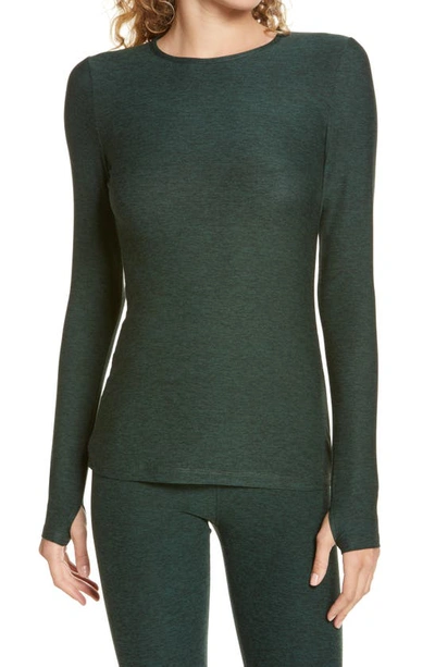 Shop Beyond Yoga Classic Crewneck Pullover In Forest Green - Pine