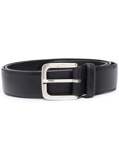 Shop Woolrich Buckled Leather Belt In Black