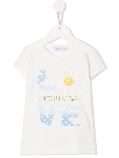 Shop Monnalisa Embellished Logo-print T-shirt In White