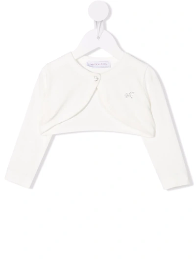 Shop Monnalisa Embellished-logo Cardigan In White