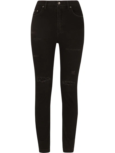Shop Dolce & Gabbana Audrey Distressed Skinny Jeans In Black