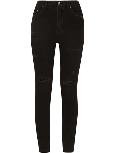 Dolce & Gabbana Black Skinny Denim Cotton Stretch Trouser Jeans In Black