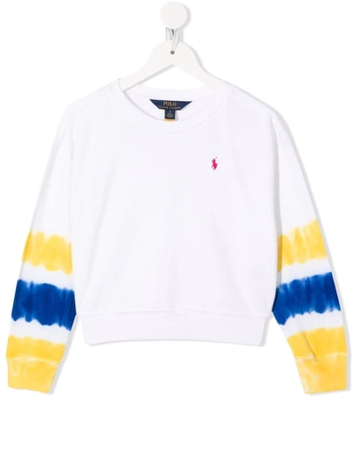 Shop Ralph Lauren Tie-dye Crop Sweatshirt In White