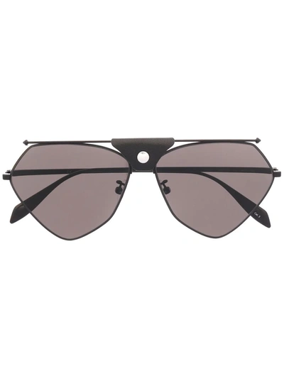 Shop Alexander Mcqueen Angular Pilot-frame Sunglasses In Black