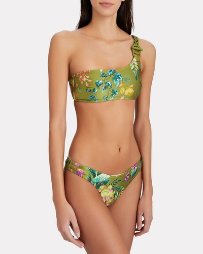 Shop Zimmermann Tropicana One-shoulder Floral Bikini Set In Multi