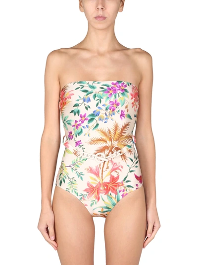 Shop Zimmermann Swimsuit With Floral Pattern In Multicolor