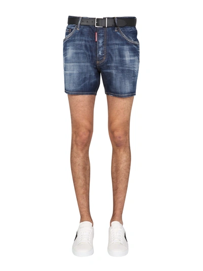 Shop Dsquared2 Dan Commando Shorts In Denim