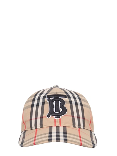 Shop Burberry Baseball Hat With Logo In Beige