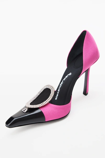 Shop Alexander Wang Viola 105 Pump In Satin And Capretto In Lipstick Pink/black