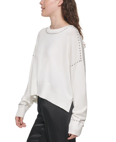 Shop Dkny Studded Sweater In Ivory