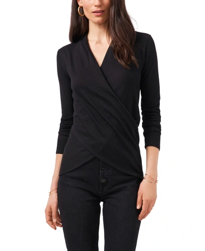 Shop 1.state Women's Cross-front Long Sleeve Cozy Knit Top In Rich Black