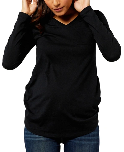 Shop Splendid V-neck Maternity T-shirt In Black
