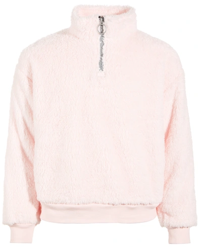Shop Ideology Big Girls Sherpa Quarter-zip Pullover, Created For Macy's In Pink Polish