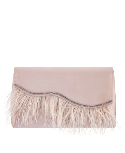 Shop Nina Women's Feather Flap Clutch In Pearl Rose