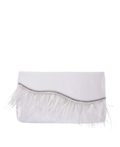 Shop Nina Women's Feather Flap Clutch In White