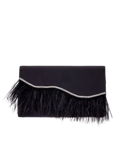 Shop Nina Women's Feather Flap Clutch In Black