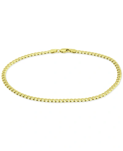 Giani Bernini Curb Link Ankle Bracelet, Created For Macy's In Gold Over Silver