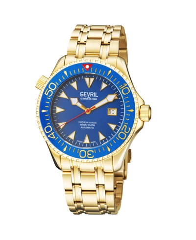 Shop Gevril Men's Hudson Yards 48805 Swiss Automatic Bracelet Watch 45 Mm In Gold