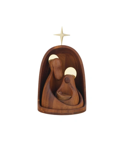 Shop Nambe 4 Piece Nested Nativity In Silver-tone/brown