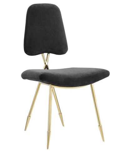 Shop Modway Ponder Upholstered Velvet Dining Side Chair In Black