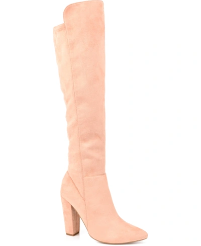 Journee Collection Women's Estrella Wide Calf Boots Women's Shoes In Peach