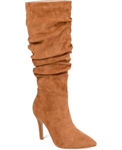 Journee Collection Collection Women's Tru Comfort Foam Extra Wide Calf Sarie Boot In Cognac