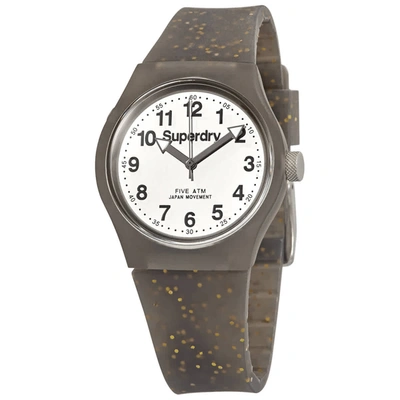 Shop Superdry Quartz White Dial Silicone Strap Ladies Watch 2511600 In Black / White