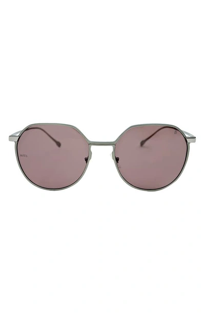 Shop Mita Sustainable Eyewear 53mm Round Sunglasses In Grey/ Matte Gun