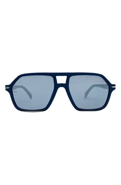 Shop Mita Sustainable Eyewear 58mm Navigator Sunglasses In Matte Blue/ Matte Demi