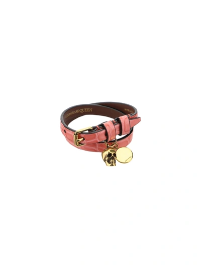 Shop Alexander Mcqueen Women's Pink Leather Bracelet