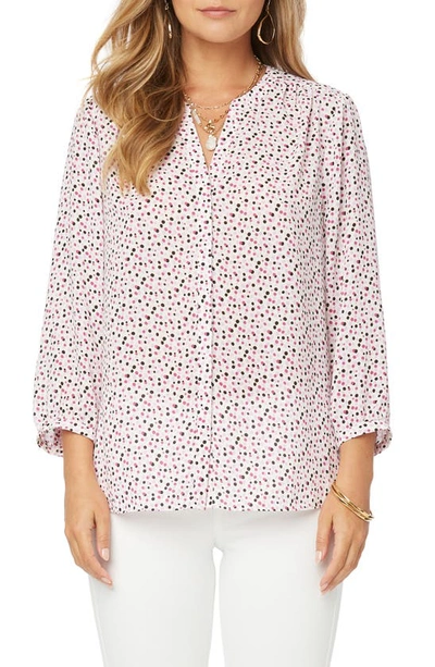 Shop Nydj High/low Crepe Blouse In Charlie Dots