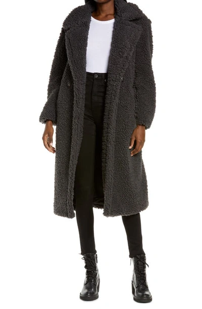 Shop Ugg Gertrude Double Breasted Teddy Coat In Ink Black